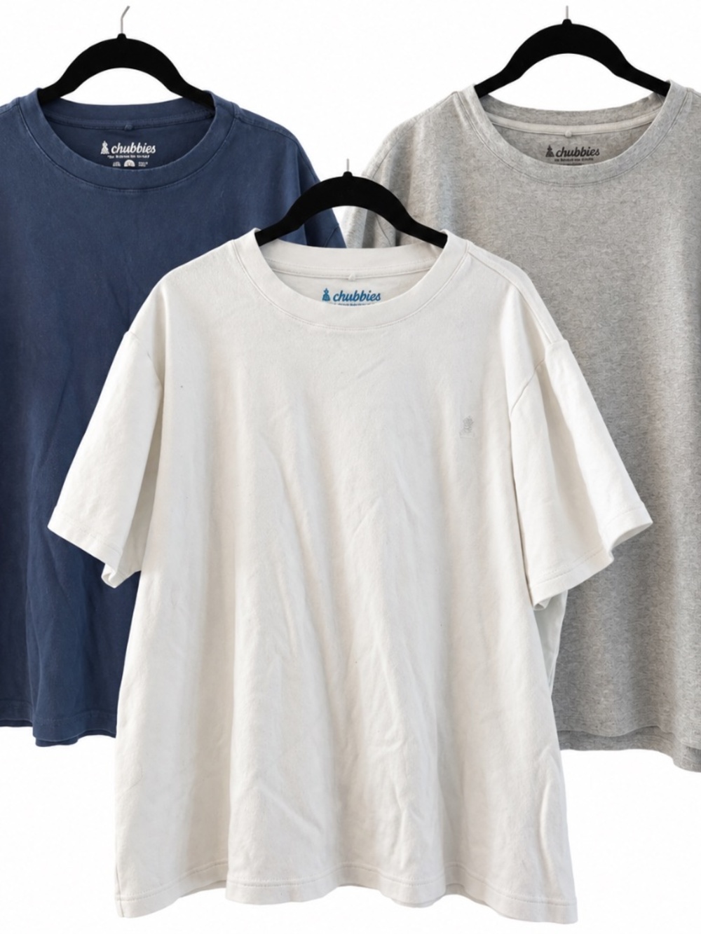 Chubbies Men’s T-Shirt Lot of 3 – Size XL – White, Navy & Gray
